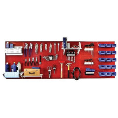 Wall Control - 96" Wide x 32" High Peg Board Kit - 6 Panels, Metal, Red/White - Eagle Tool & Supply