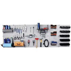 Wall Control - 96" Wide x 32" High Peg Board Kit - 6 Panels, Metal, Gray/Black - Eagle Tool & Supply