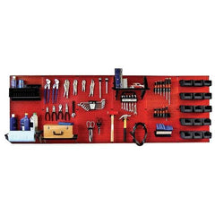 Wall Control - 96" Wide x 32" High Peg Board Kit - 6 Panels, Metal, Red/Black - Eagle Tool & Supply