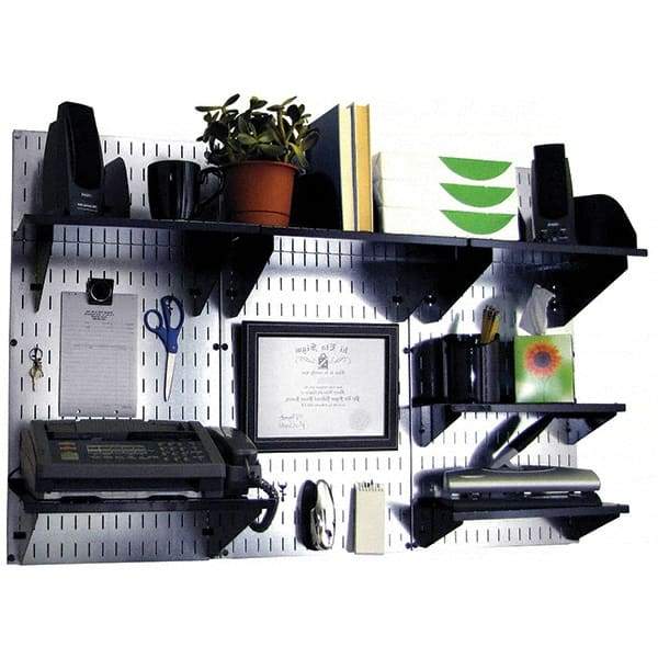 Wall Control - 48" Wide x 32" High Industrial Steel Tool Board System - 3 Panels, Galvanized Steel, Galvanized/Black - Eagle Tool & Supply