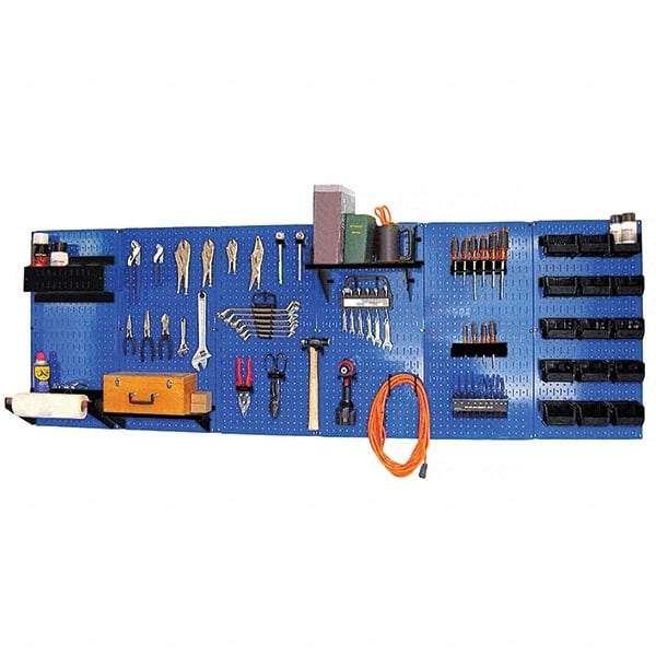 Wall Control - 96" Wide x 32" High Peg Board Kit - 6 Panels, Metal, Blue/Black - Eagle Tool & Supply