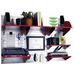 Wall Control - 48" Wide x 32" High Industrial Steel Tool Board System - 3 Panels, Galvanized Steel, Galvanized/Red - Eagle Tool & Supply