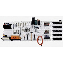 Wall Control - 96" Wide x 32" High Peg Board Kit - 6 Panels, Metal, White/Black - Eagle Tool & Supply