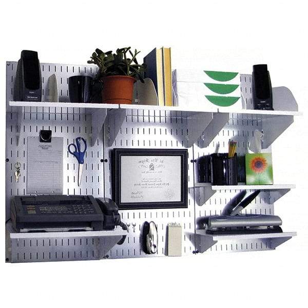 Wall Control - 48" Wide x 32" High Industrial Steel Tool Board System - 3 Panels, Galvanized Steel, Galvanized/White - Eagle Tool & Supply