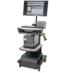 NewCastle Systems - 200 Lb Capacity, 2 Shelf Mobile Computer Workstation - 24" Wide x 26" Deep x 43" High, Steel - Eagle Tool & Supply