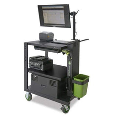 NewCastle Systems - 400 Lb Capacity, 3 Shelf Mobile Computer Workstation - 26" Wide x 35-1/2" Deep x 43" High, Steel - Eagle Tool & Supply