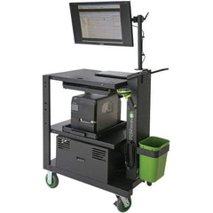 NewCastle Systems - 400 Lb Capacity, 3 Shelf Mobile Computer Workstation - 26" Wide x 35-1/2" Deep x 43" High, Steel - Eagle Tool & Supply