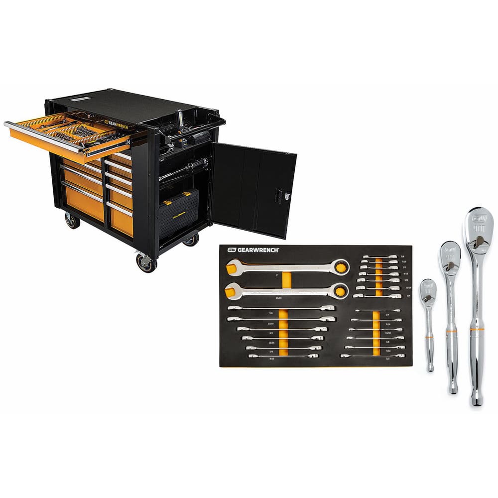 Tool Roller Cabinets; Drawers Range: 11 - 15 Drawers; Overall Weight Capacity: 2000 lb; Width Range: 24″ - 29.9″; Drawer Capacity: 100 lb; Depth Range: 30″ and Deeper; Top Material: Steel; Height Range: 42″ - 47.9″; Color: Black; Orange; Overall Depth: 25