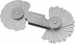 Mitutoyo - 32 Piece, 17/64 to 1/2 Inch Radius, Radius Gage Set - Style B, 1/64 Inch Graduation - Eagle Tool & Supply
