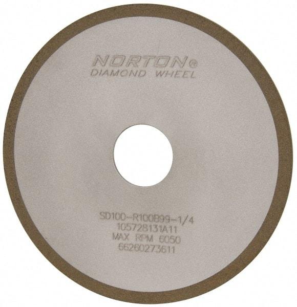 Norton - 6" Diam x 1-1/4" Hole x 1/8" Thick, 100 Grit Surface Grinding Wheel - Diamond, Type 1A1, Fine Grade, Resinoid Bond - Eagle Tool & Supply