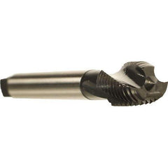 Emuge - M45x4.50 Metric 4 Flute 6HX Modified Bottoming Spiral Flute Tap - Cobalt, Oxide Finish, 220mm OAL, Right Hand Flute, Right Hand Thread, Series Rekord D - Exact Industrial Supply