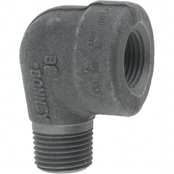 Made in USA - Size 1/2", Class 3,000, Forged Carbon Steel Black Pipe 90° Street Elbow - 3,000 psi, Threaded End Connection - Eagle Tool & Supply