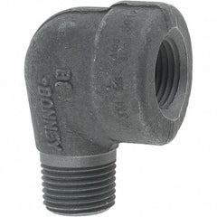 Made in USA - Size 1/2", Class 3,000, Forged Carbon Steel Black Pipe 90° Street Elbow - 3,000 psi, Threaded End Connection - Eagle Tool & Supply
