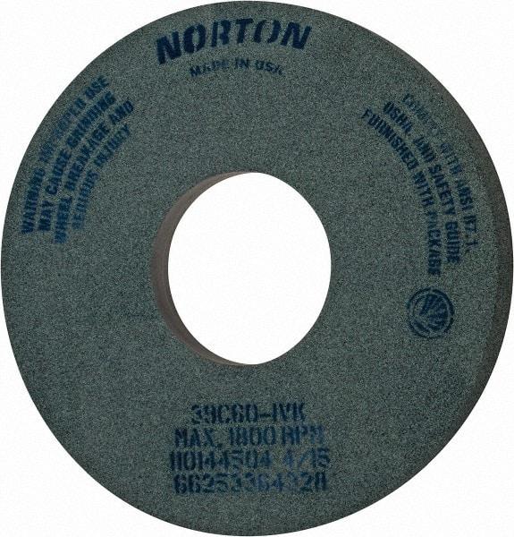 Norton - 14" Diam x 5" Hole x 1-1/2" Thick, I Hardness, 60 Grit Surface Grinding Wheel - Silicon Carbide, Type 5, Medium Grade, 1,800 Max RPM, Vitrified Bond, One-Side Recess - Eagle Tool & Supply