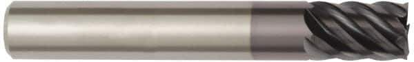 Kennametal - 5/8", 1-1/4" LOC, 5/8" Shank Diam, 3-1/2" OAL, 6 Flute, Solid Carbide Square End Mill - Single End, TiAlN Finish, Spiral Flute, 45° Helix, Centercutting, Right Hand Cut, Right Hand Flute, Series HPFT - Eagle Tool & Supply