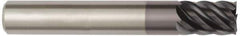 Kennametal - 5/8", 1-1/4" LOC, 5/8" Shank Diam, 3-1/2" OAL, 6 Flute, Solid Carbide Square End Mill - Single End, TiAlN Finish, Spiral Flute, 45° Helix, Centercutting, Right Hand Cut, Right Hand Flute, Series HPFT - Eagle Tool & Supply
