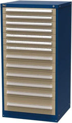 Vidmar - 13 Drawer, Modular Storage Cabinet - Steel, 30" Wide x 27-3/4" Deep x 59" High, Blue & Beige - Eagle Tool & Supply