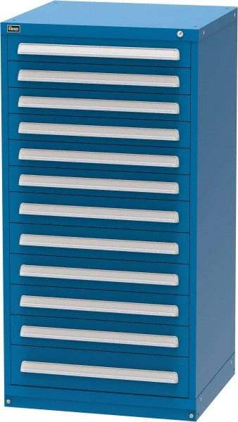 Vidmar - 12 Drawer, Modular Storage Cabinet - Steel, 30" Wide x 27-3/4" Deep x 59" High, Blue - Eagle Tool & Supply
