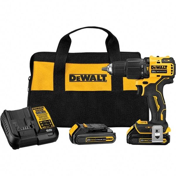 DeWALT - 20 Volt 1/2" Plastic Ratcheting Chuck Cordless Hammer Drill - 28500 BPM, 1650 RPM, Reversible - Eagle Tool & Supply