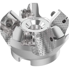 Seco - 2" Cut Diam, 3/4" Arbor Hole, 0.236" Max Depth of Cut, 48° Indexable Chamfer & Angle Face Mill - 5 Inserts, SN.. Insert, Right Hand Cut, 5 Flutes, Through Coolant, Series R220.54 - Eagle Tool & Supply