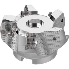 Seco - 2-1/2" Cut Diam, 3/4" Arbor Hole, 0.315" Max Depth of Cut, 71° Indexable Chamfer & Angle Face Mill - 5 Inserts, SN.. Insert, Right Hand Cut, 5 Flutes, Through Coolant, Series R220.56 - Eagle Tool & Supply