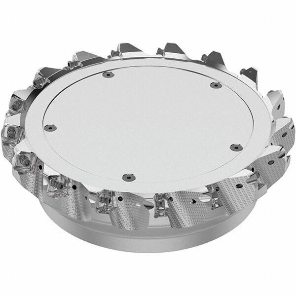 Seco - 200mm Cut Diam, 60mm Arbor Hole, 8mm Max Depth of Cut, 71° Indexable Chamfer & Angle Face Mill - 17 Inserts, SN.. Insert, Right Hand Cut, 17 Flutes, Through Coolant, Series R220.56 - Eagle Tool & Supply