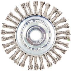 Norton - 4" OD, 5/8-11 Arbor Hole, Stringer Bead Twist Knot Stainless Steel Wheel Brush - Eagle Tool & Supply