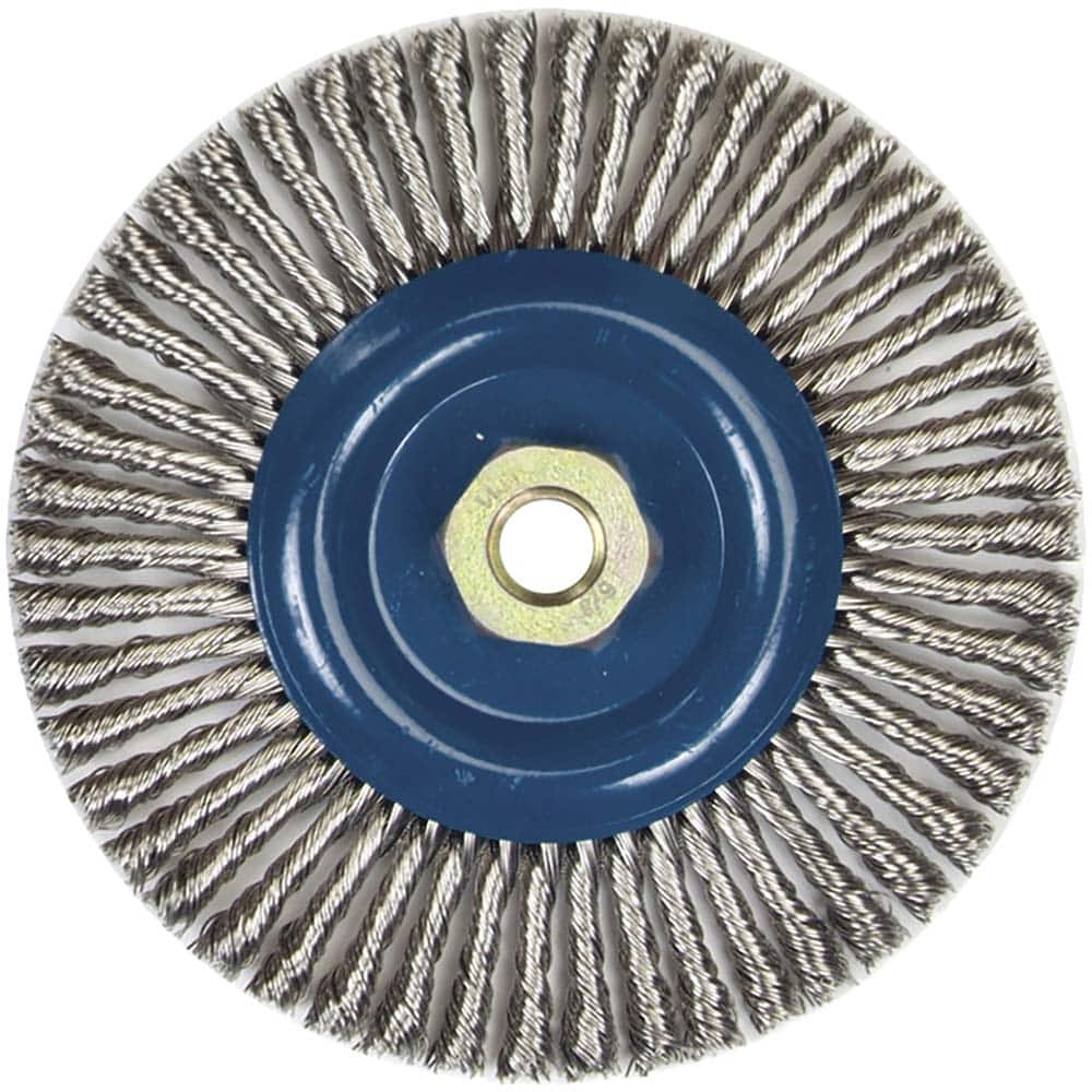 Norton - 6" OD, 5/8-11 Arbor Hole, Stringer Bead Stainless Steel Wheel Brush - Eagle Tool & Supply