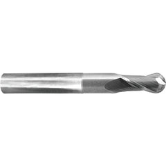 ‎3/8″ Dia. × 3/8″ Shank × 4-3/8″ DOC × 6 OAL, Carbide 2 Flute, Ballnose End Mill - Exact Industrial Supply