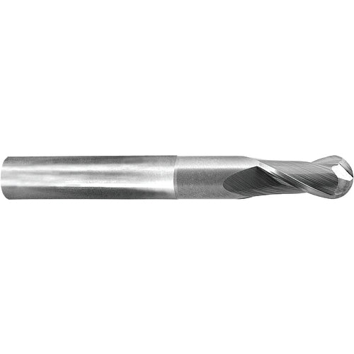 1/8″ Dia. × 1/8″ Shank × 1″ DOC × 2 OAL, Carbide 2 Flute, Ballnose End Mill - Exact Industrial Supply