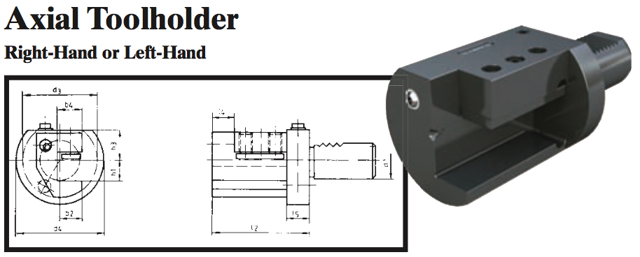 VDI Axial Toolholder (Left-Hand) - Part #: CNC86 35.6032L - Eagle Tool & Supply