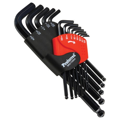 13 Pieces Long Arm Ball Hex Key Set - Fractional - Eagle Tool & Supply