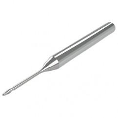 2mm - 3mm Shank - 2.5mm LOC - 38mm OAL 2 FL Ball Nose Carbide End Mill with 12mm Reach - Uncoated - Eagle Tool & Supply