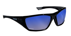 HUSTLER, BLU Polar Lens, Shiny BLK Fr Polarized Blue Flash AF Shiny Black - Eagle Tool & Supply