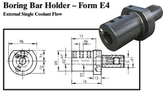 VDI Boring Bar Holder - Form E4 (External Single Coolant Flow) - Part #: CNC86 54.4040 - Eagle Tool & Supply