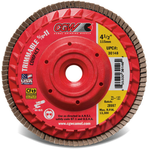 6″ × 5/8″-11 - 40 Grit - Z3 XL Compact Trimmable Flap Disc with Hub - Eagle Tool & Supply