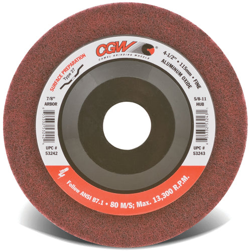 4 1/2″ × 5/8-11 - Aluminum Oxide Surface Grinding Wheel - Type 27 - Maroon - Eagle Tool & Supply