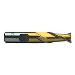 1 Dia. x 4-1/8 Overall Length 2-Flute Square End High Speed Steel SE End Mill-Round Shank-Center Cut-TiN - Eagle Tool & Supply