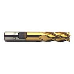 1/2 Dia. x 3-1/4 Overall Length 4-Flute Square End High Speed Steel SE End Mill-Round Shank--TiN - Eagle Tool & Supply