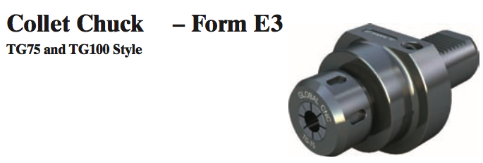 VDI Collet Chuck - Form E3 (TG75 Style) - Part #: CNC86 53.60100TG - Eagle Tool & Supply
