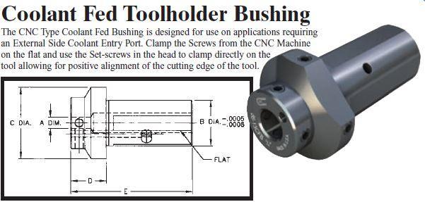 Coolant Fed Toolholder Bushing - (OD: 1-1/4" x ID: 5/16") - Part #: CNC 86-12CFB 5/16" - Eagle Tool & Supply