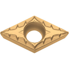 DCMT 3252 XP PV7025, 1/32″ Corner Radius, 5/32″ Thick, 3/8″ Inscribed Circle, TiCN (MEGACOAT), Diamond, Turning Indexable Insert - Exact Industrial Supply