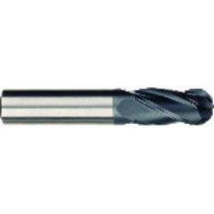 1/4 x 1/4 x 3/8 x 2 OAL 4 Flute Ball Nose Carbide End Mill - Round Shank-AlCrN Coated - Eagle Tool & Supply