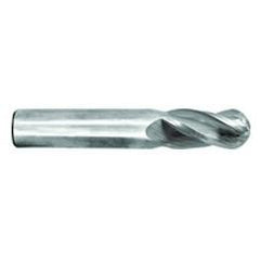 1/2" Dia. - 2-1/2" OAL - Ball Nose-TiN Solid Carbide End Mill - 4 FL - Eagle Tool & Supply