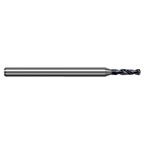 0.292 mm Dia. × 3 mm Shank × 2 mm Flute Length × 50 mm OAL, 5xD, 140°, AlTiN, 2xD Flute, Round Solid Carbide Drill - Exact Industrial Supply