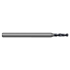 0.292 mm Dia. × 3 mm Shank × 2 mm Flute Length × 50 mm OAL, 5xD, 140°, AlTiN, 2xD Flute, Round Solid Carbide Drill - Exact Industrial Supply