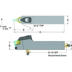 ADDPNN16-3D - 1 x 1" Neutral Toolholder - Eagle Tool & Supply