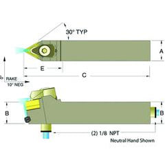 ADTENN16-4D 1 x 1" Neutral Toolholder - Eagle Tool & Supply