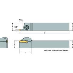 DETGFL16-030D-M14 Left Hand Non-Coolant Toolholder for Turning, Grooving and Partoff - Eagle Tool & Supply