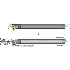 .375 Shank Coolant Thru Boring Bar- 27.5° Lead Angle for DC_T 21.51 Style Inserts - Eagle Tool & Supply